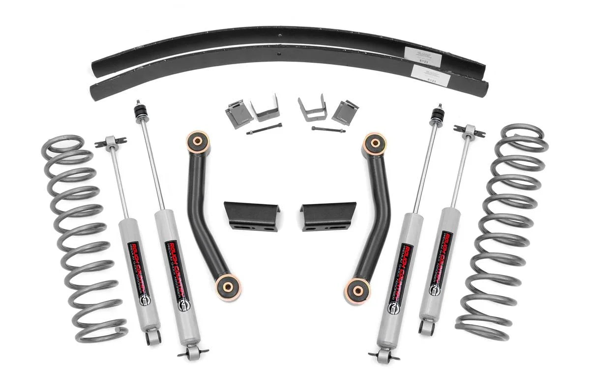 (fits) Jeep Cherokee Add XJ II Country Series Lift – | | New N3 3" 670XN2 1984–2001 Rough | Shocks Suspension Leaf Kit Release - Special Edition
