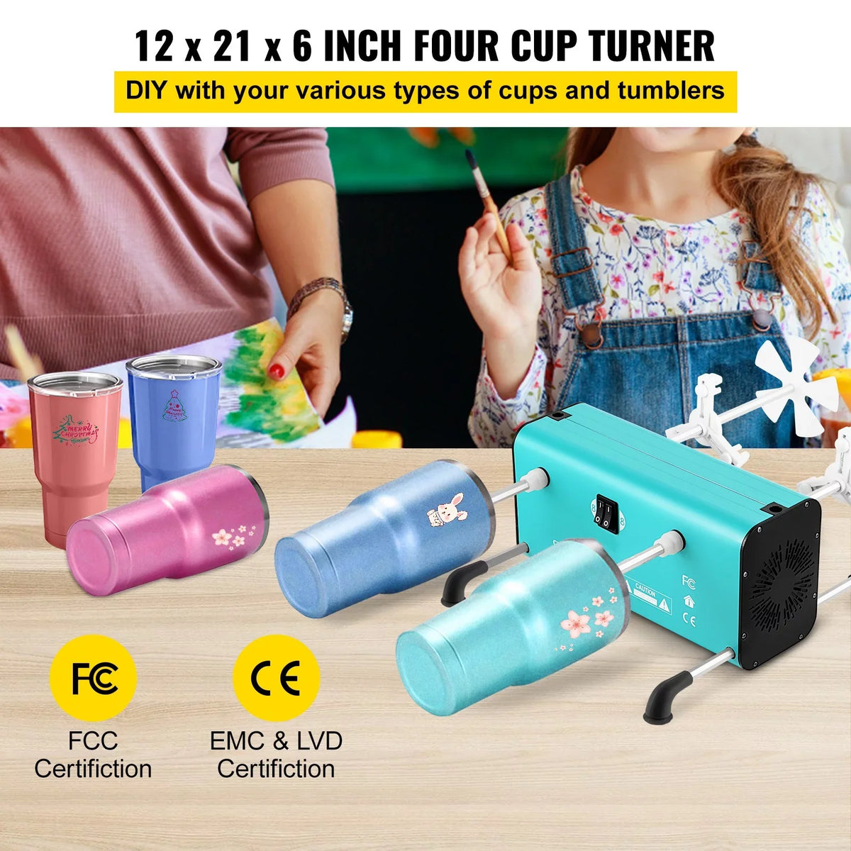 4 Rotator Spinner 2 with Removable 4 Crafts Motor, Glitter for Independent Mute for Speeds Tumbler Machine Tumbler, 4 Arms, Cup BENTISM Release and Adjustable Kit New Crafts – Switches DIY Turner Epoxy Multiple - Special Edition