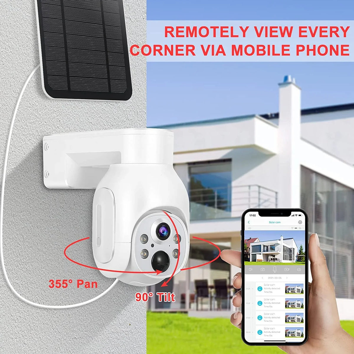 2.4G 1080P Camera Weatherproof Color Security Rechargeable – PIR AT–S700 Powered Vision Wire–Free IP65 Release PTZ Battery Home Outdoor Two–Way Audio Wireless WiFi Recording Night 100% New Motion Solar - Special Edition