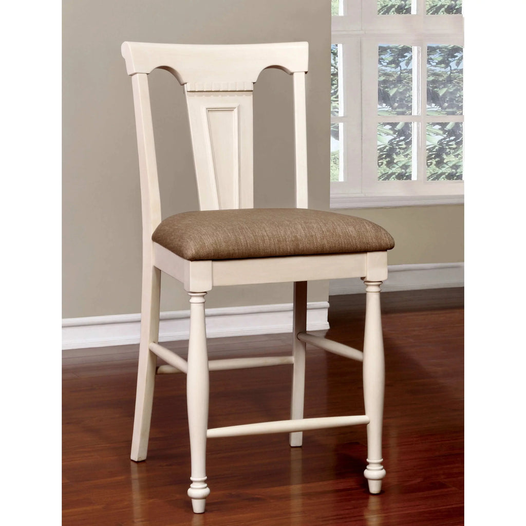 2) of Counter America Cherry Finish, Height Country Finish Kis by Wood Solid of White (Set Chairs Furniture White/Cherry