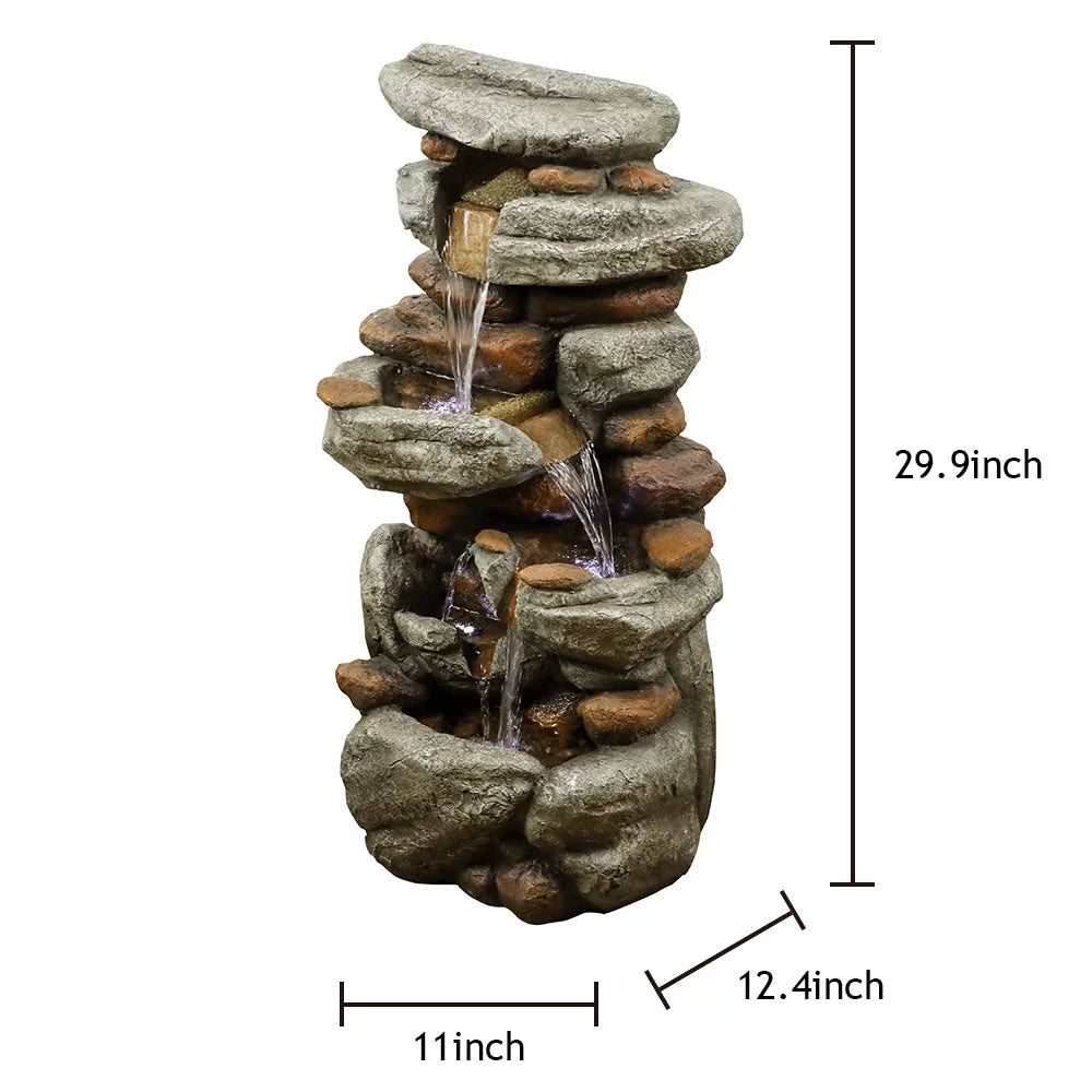 30–inch Patio New Water LED Release Fountain – Cascading – and with Water Lights Outdoor Decor for Garden, Feature Home, Deck High