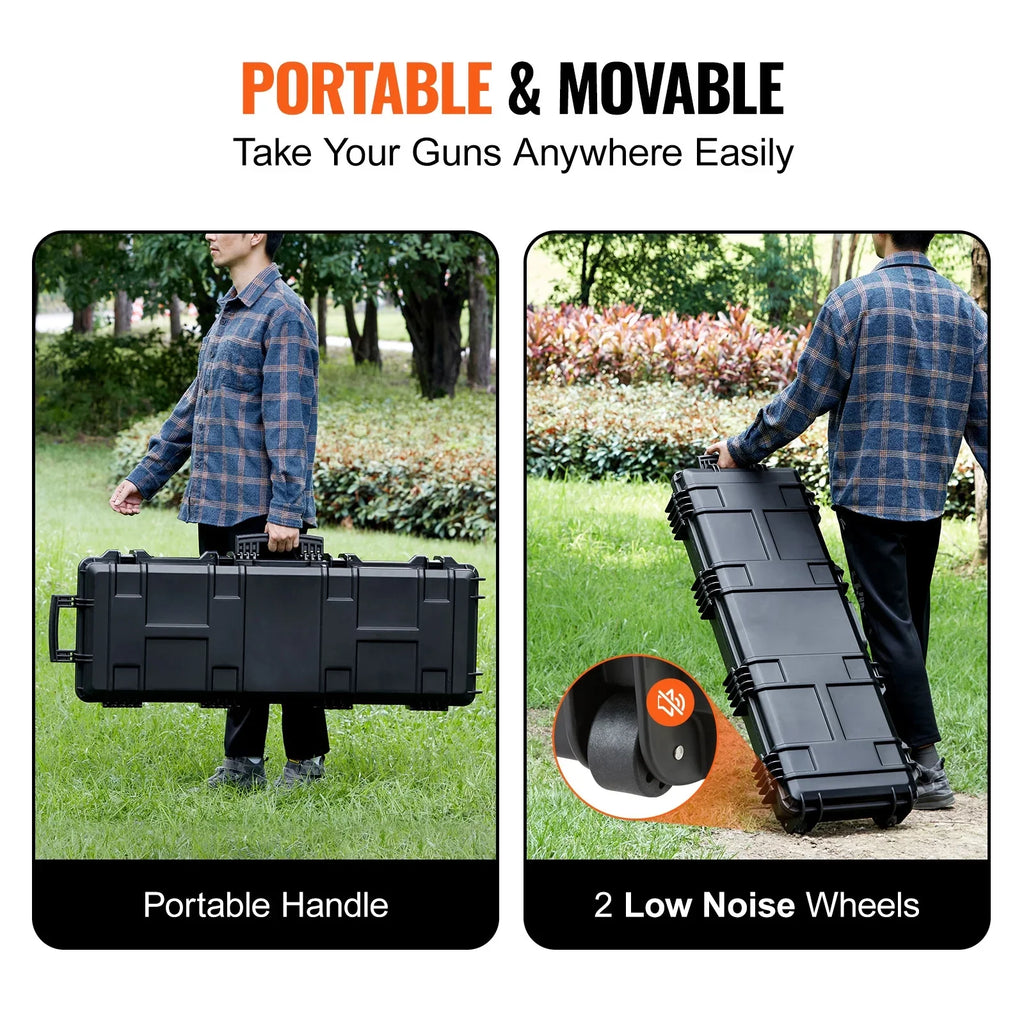 & Crushproof, with SKYSHALO Case Case, 3 Airsoft Gun Release Gun New or Foams, for – inch Waterproof Rifles IP67 42 Fully–protective Rifle Wheels, lockable with Rifle Hard Two Layers Case Hard Shotguns, - Special Edition