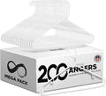 200 Standard SereneLife White Mega Clothes Plastic for Pieces Hangers Pack, Hangers, - Special Edition