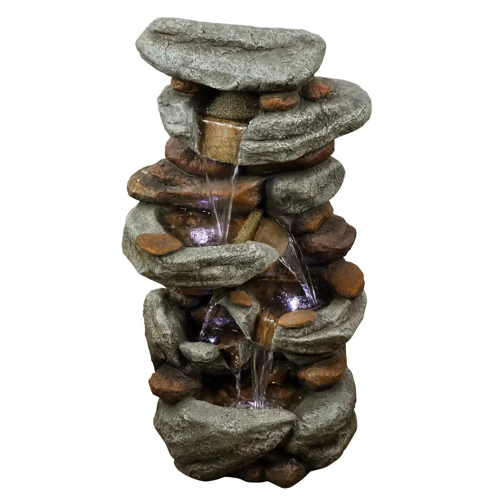 30–inch Patio New Water LED Release Fountain – Cascading – and with Water Lights Outdoor Decor for Garden, Feature Home, Deck High