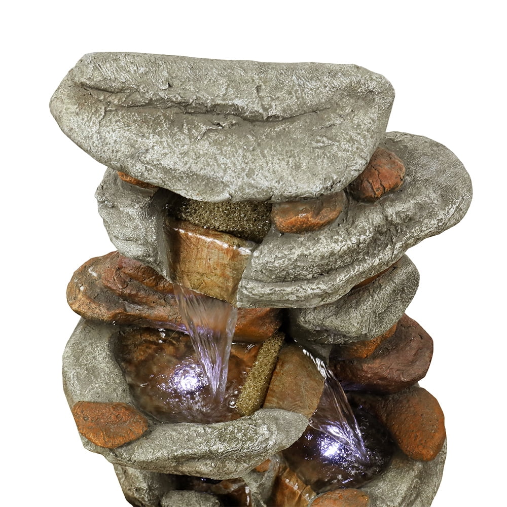 30–inch Patio New Water LED Release Fountain – Cascading – and with Water Lights Outdoor Decor for Garden, Feature Home, Deck High