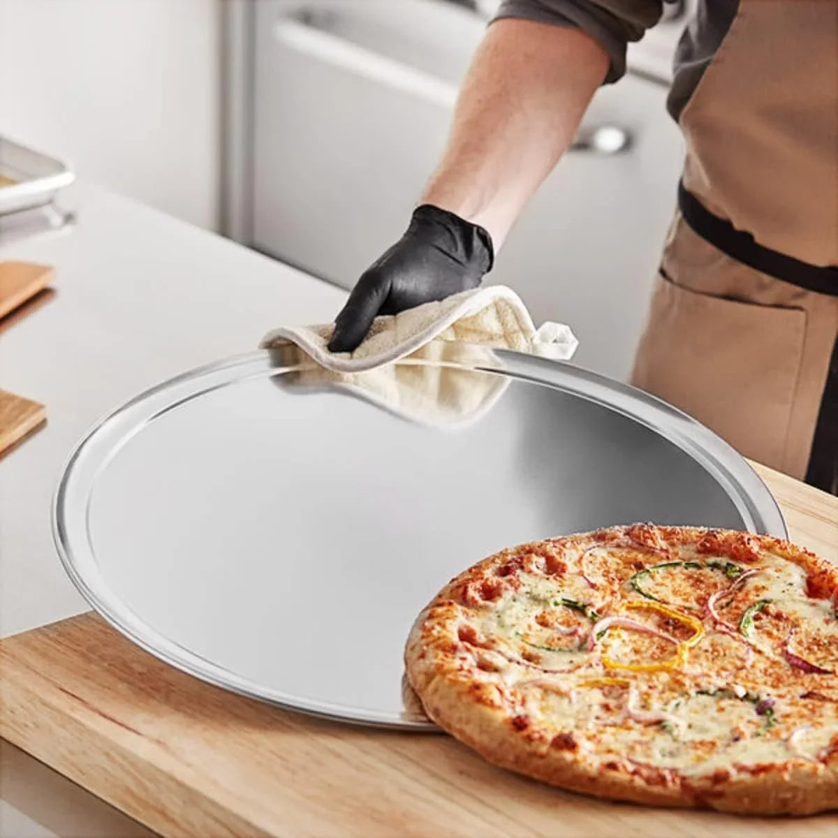 3 Set Tray Pan Pizzeria Round Tray Kitchen Home 19” for of Restaurants TrueCraftware– Pizza Aluminum Wide Round Pan Tray Baking Bakeware Baking Pizza & Rim– Pizza Tray - Special Edition