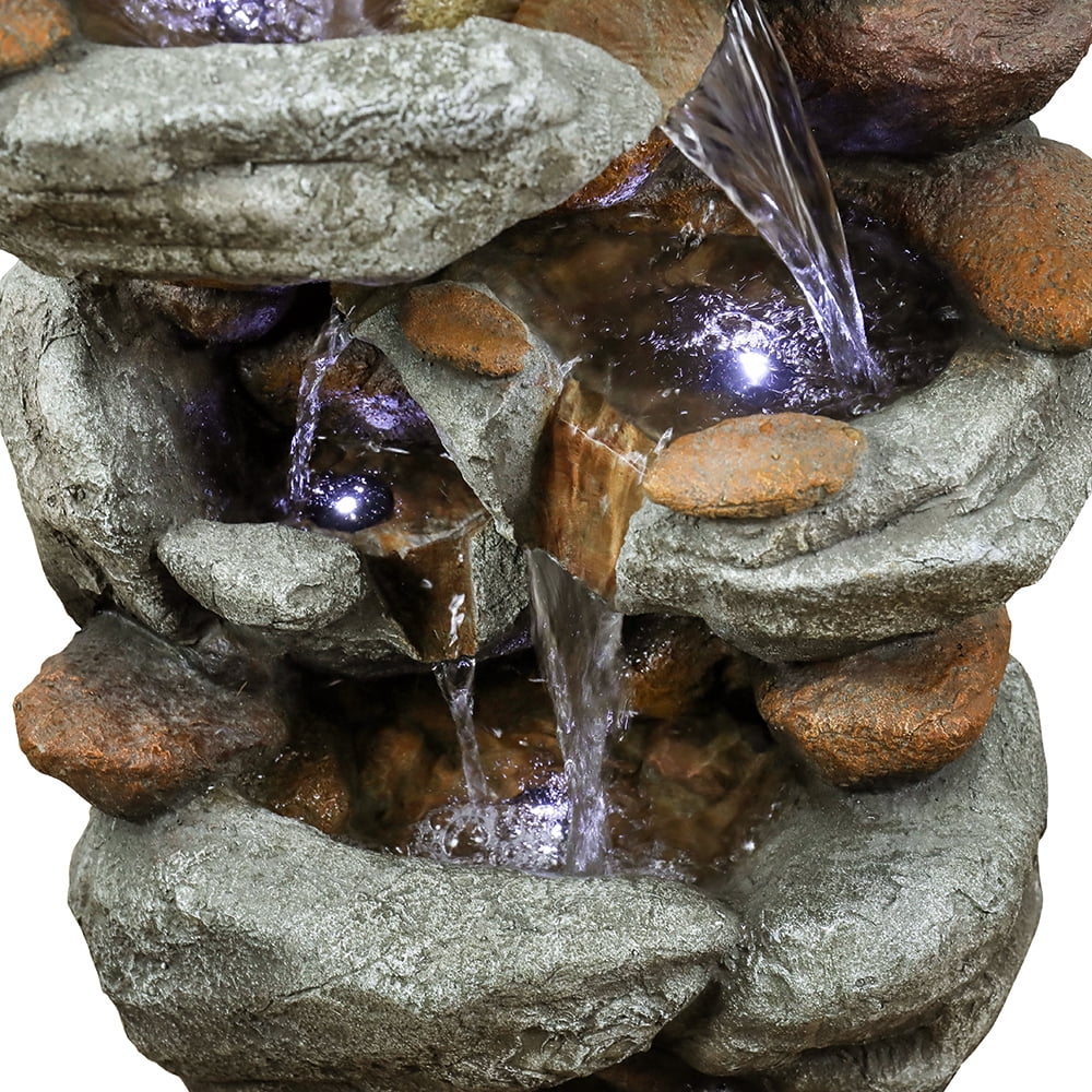 30–inch Patio New Water LED Release Fountain – Cascading – and with Water Lights Outdoor Decor for Garden, Feature Home, Deck High