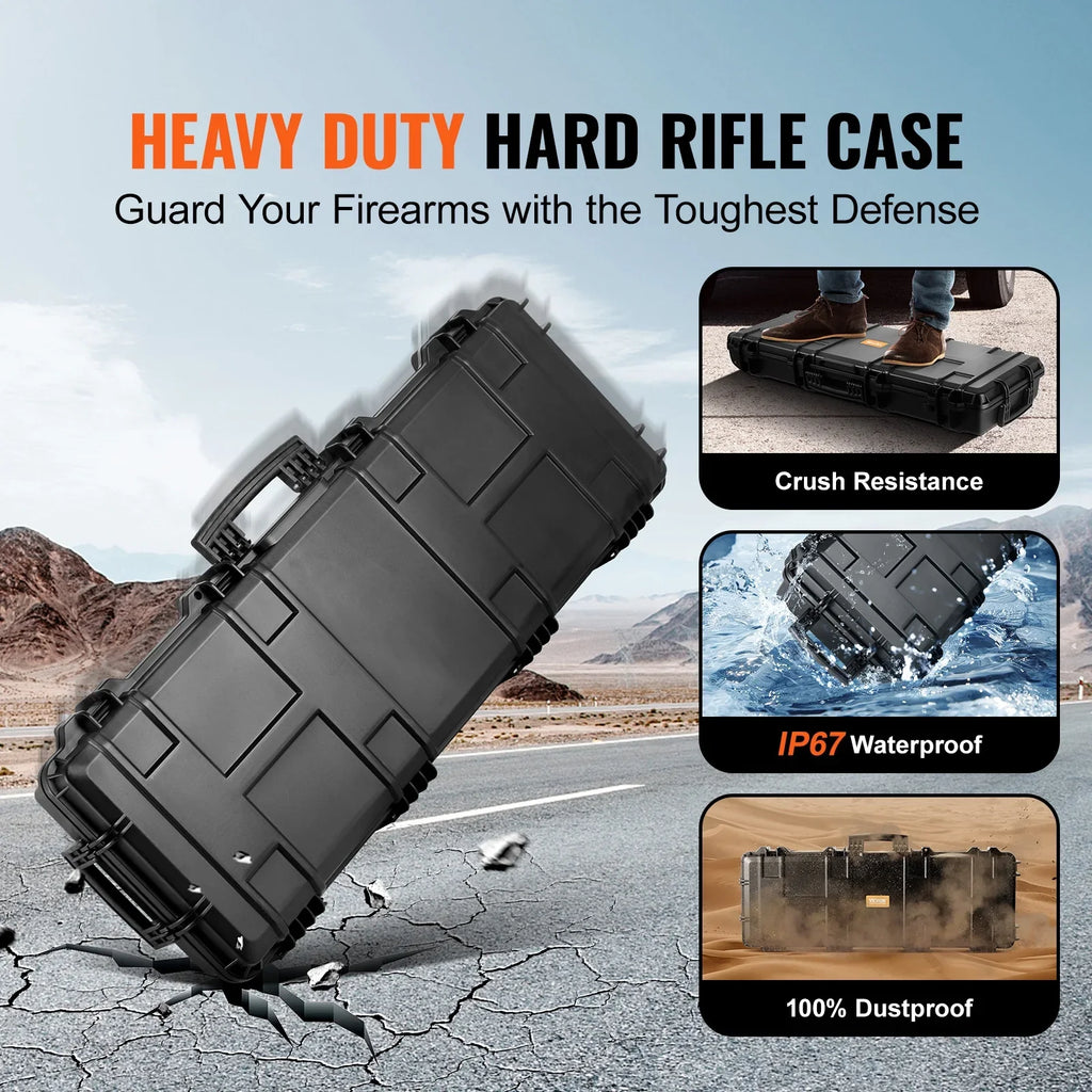 & Crushproof, with SKYSHALO Case Case, 3 Airsoft Gun Release Gun New or Foams, for – inch Waterproof Rifles IP67 42 Fully–protective Rifle Wheels, lockable with Rifle Hard Two Layers Case Hard Shotguns, - Special Edition