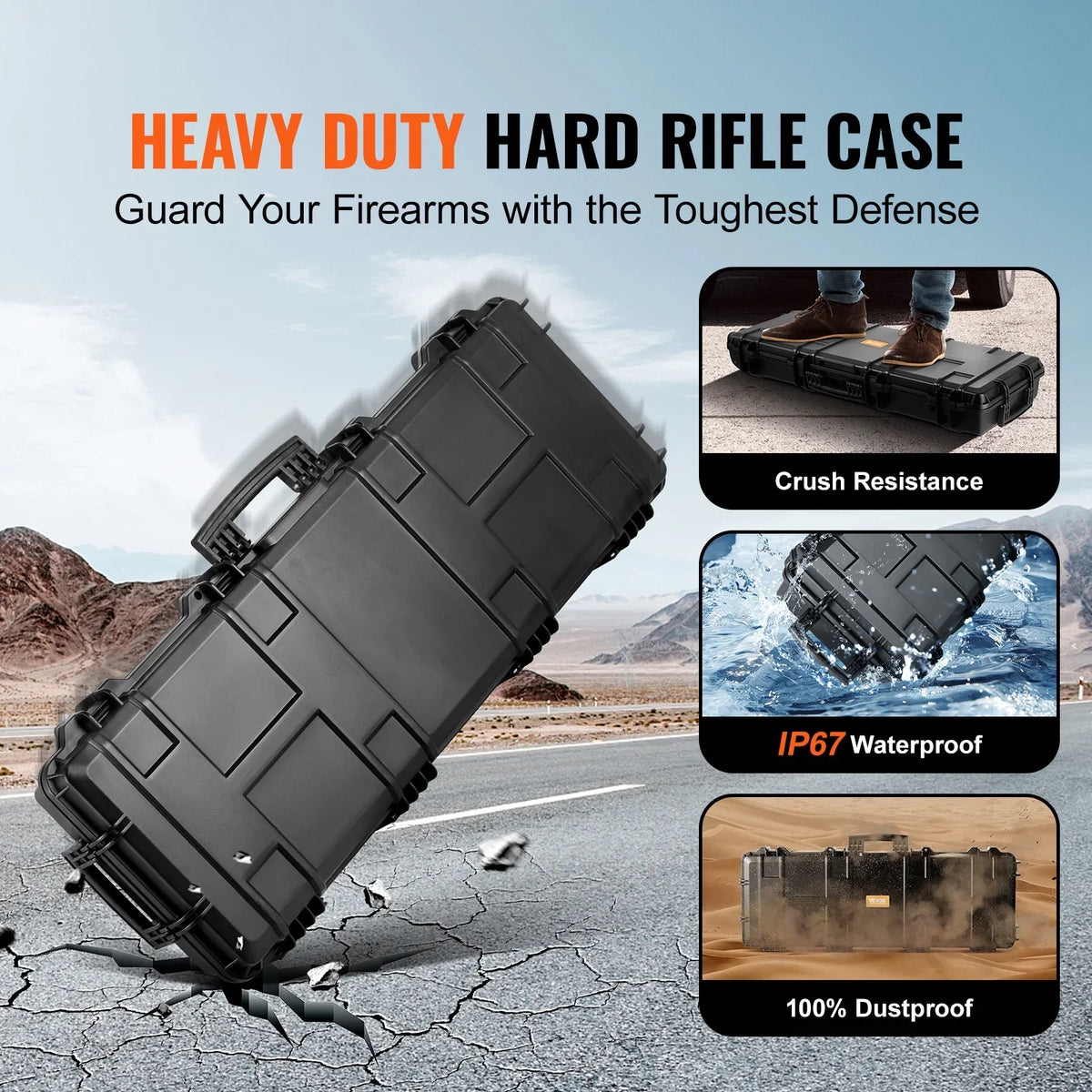 & Crushproof, with SKYSHALO Case Case, 3 Airsoft Gun Release Gun New or Foams, for – inch Waterproof Rifles IP67 42 Fully–protective Rifle Wheels, lockable with Rifle Hard Two Layers Case Hard Shotguns, - Special Edition