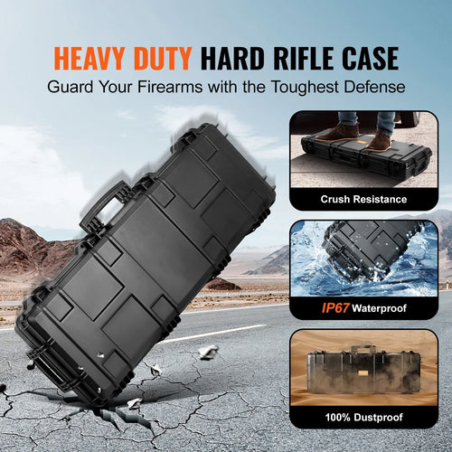 & Crushproof, with SKYSHALO Case Case, 3 Airsoft Gun Release Gun New or Foams, for – inch Waterproof Rifles IP67 42 Fully–protective Rifle Wheels, lockable with Rifle Hard Two Layers Case Hard Shotguns, - Special Edition