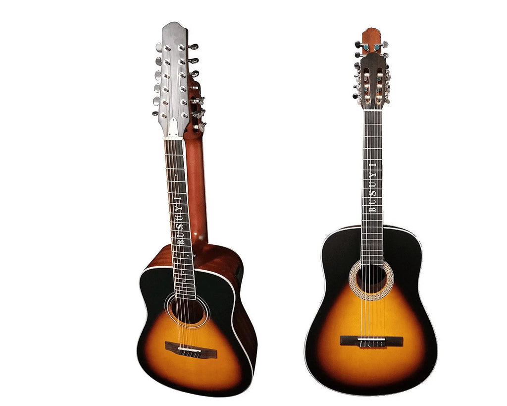2021 Guitar PT Double Acoustic Neck, Strings Double 12/6 Sided Sunset Busuyi