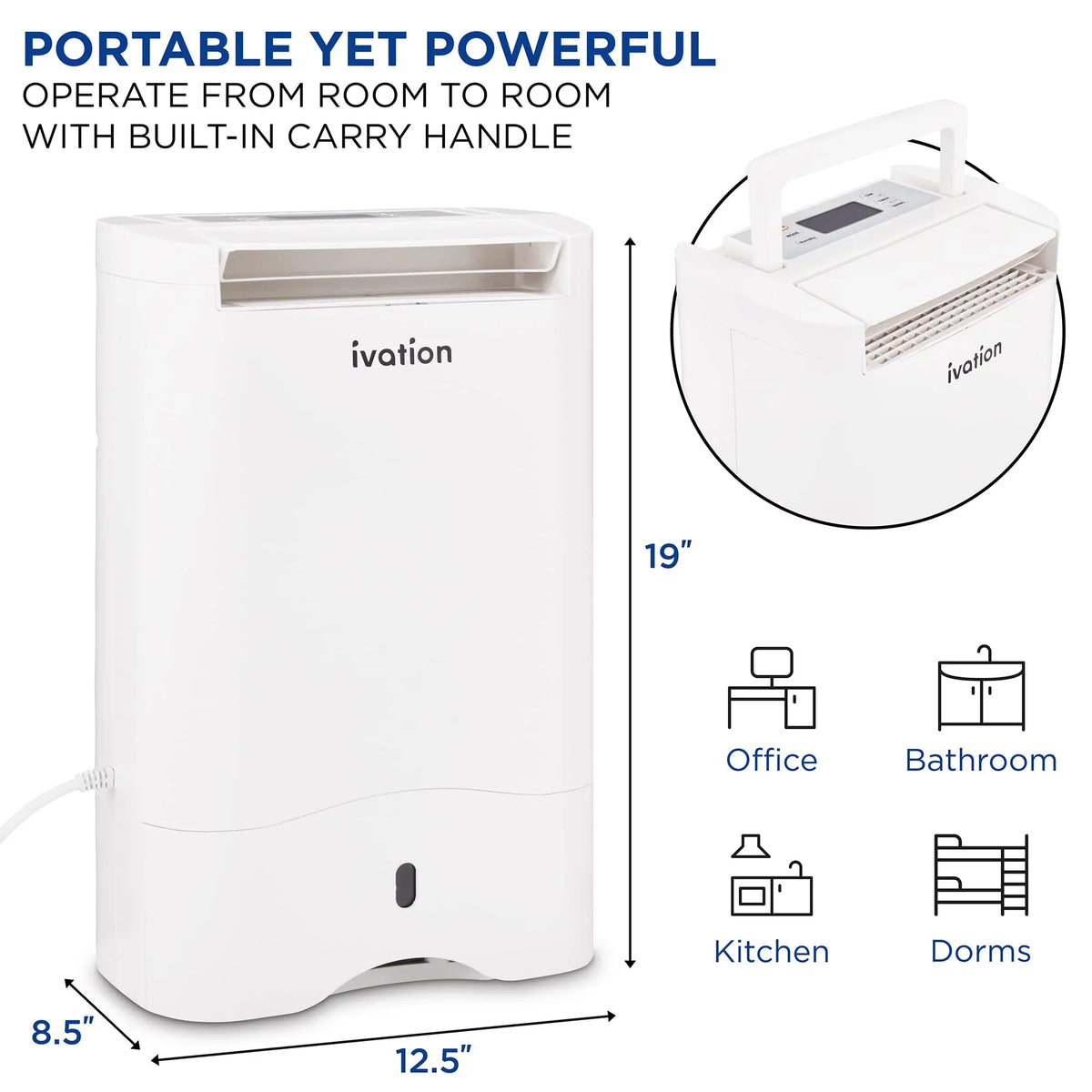 & Drain 19 Smartphone Wifi Pint, Hose Dehumidifier Sq/Ft, Ivation 410 Control W/