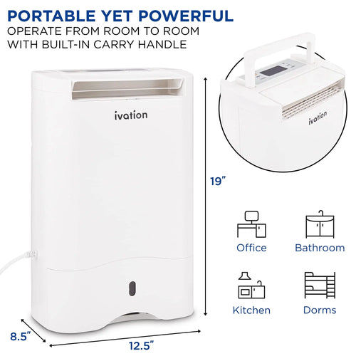 & Drain 19 Smartphone Wifi Pint, Hose Dehumidifier Sq/Ft, Ivation 410 Control W/