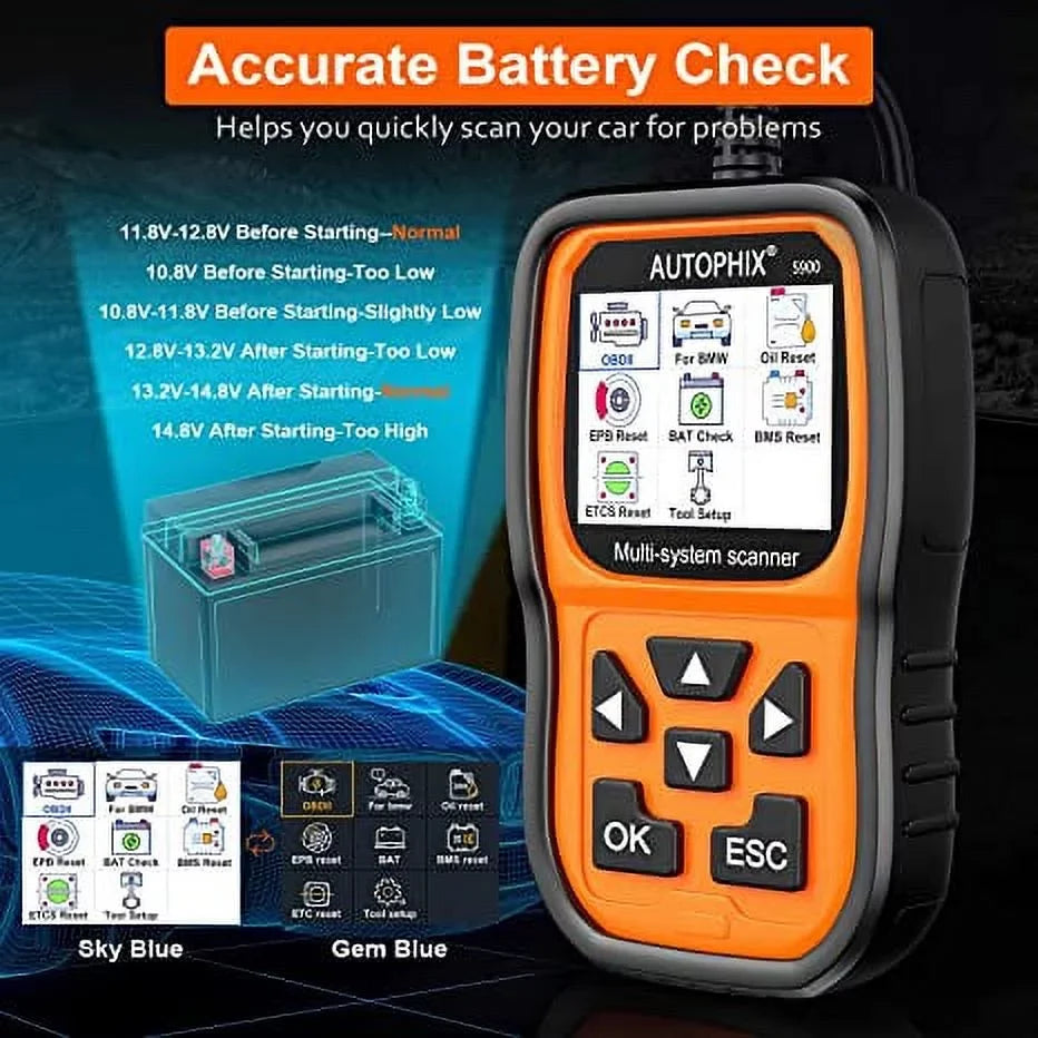 5900 Scanner Car Tool BMW Systems for Battery BMW Autophix Tool Car Reader for Code All OBD2 Scanner Automotive Tool MINI Oil Reset Fits Roll–Royce Scan Registration EPB SAS Diagnostic - Special Edition