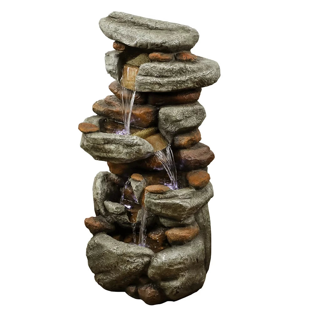 30–inch Patio New Water LED Release Fountain – Cascading – and with Water Lights Outdoor Decor for Garden, Feature Home, Deck High