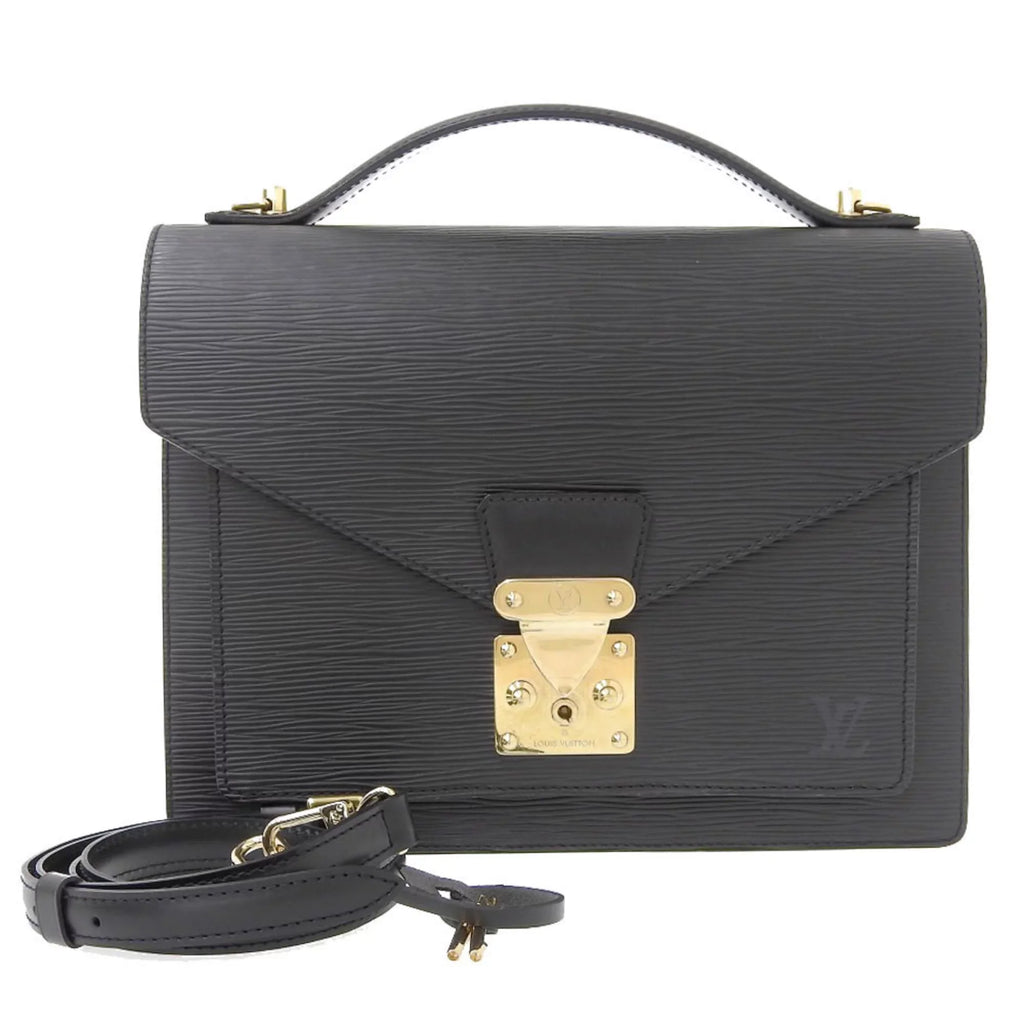 2WAY LOUIS Authenticated VUITTON Noir Louis Vuitton Bag Used Epi M52122 Monceau