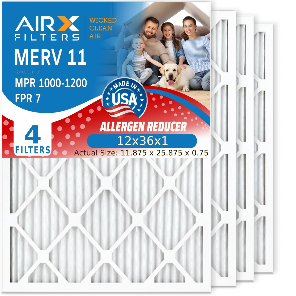 1200 4 & CLEAN Conditioner New AIRX Electrostatic by 1000, Pack FPR – Pleated Air 12x36x1 7 Air Release HVAC Made USA 12x36x1 Filter AIR. MPR Filters Comparable MERV to FILTERS Furnace WICKED 11 MPR Premium Filter - Special Edition