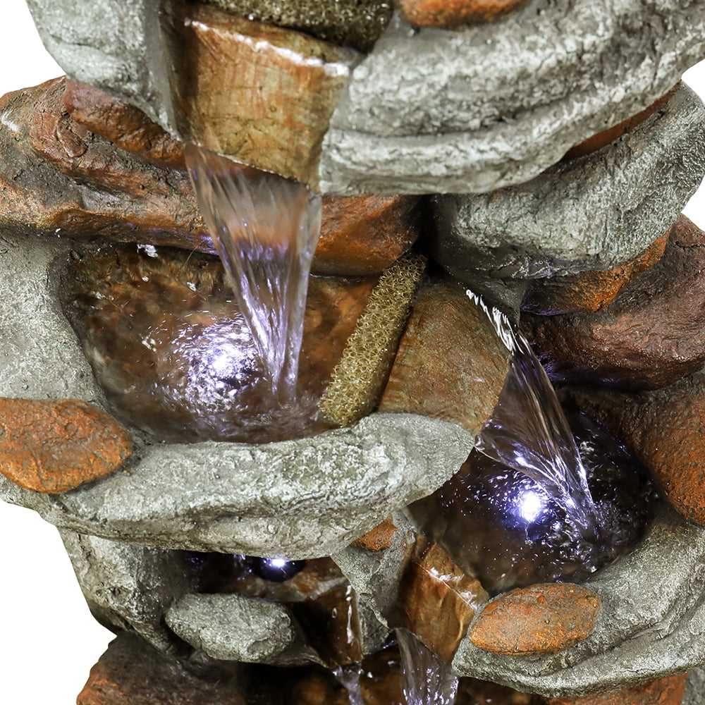 30–inch Patio New Water LED Release Fountain – Cascading – and with Water Lights Outdoor Decor for Garden, Feature Home, Deck High
