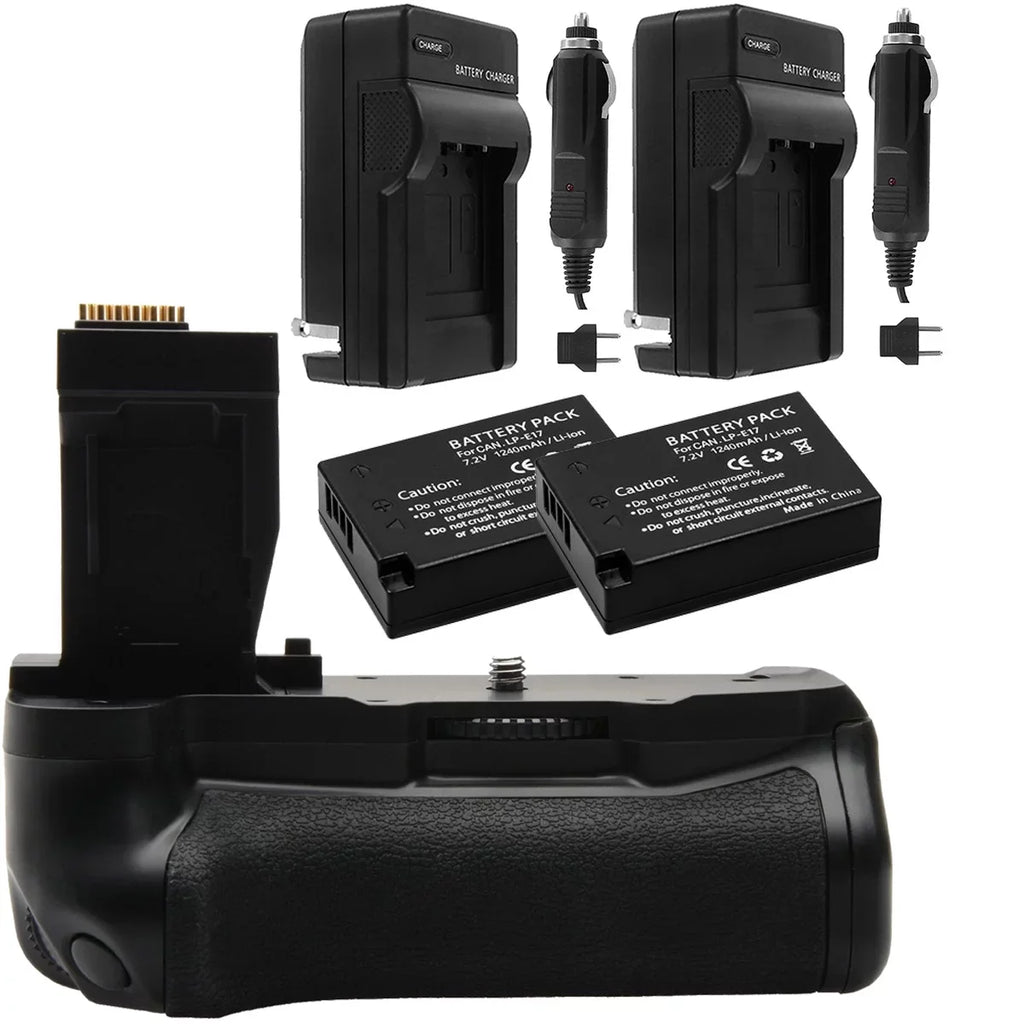2x Grip Charger Deluxe Cameras Rebel Bundle 1140mAh Power Battery for EOS & with Kit Battery PG–T6I Vivitar Canon - Special Edition