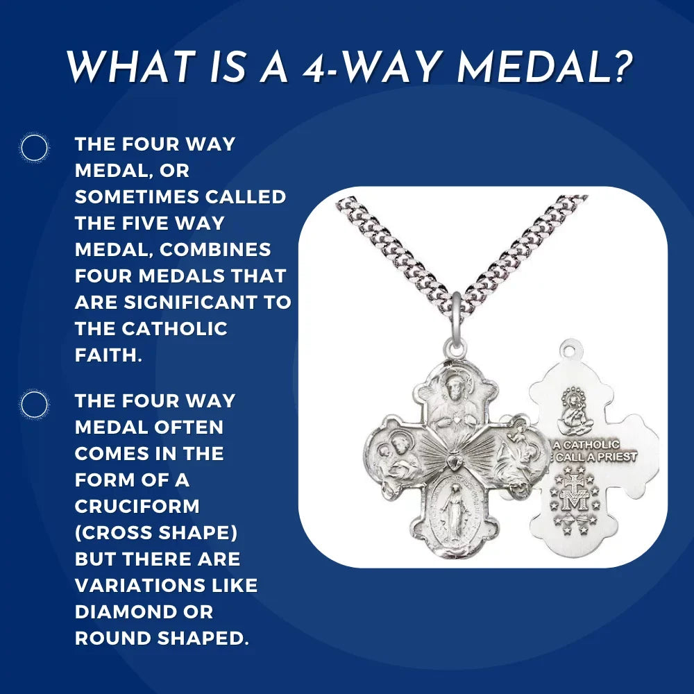 5–Way Gold Miraculous Catholic Cross Large Made Cruciform Heart, St. Medal New Filled Traditional – Joseph, in St. with and Extel USA Sacred Medal, Christopher Release 14kt