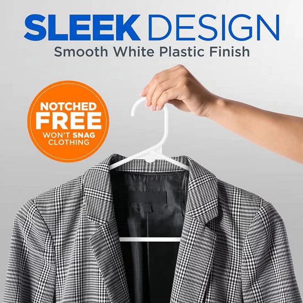 200 Standard SereneLife White Mega Clothes Plastic for Pieces Hangers Pack, Hangers, - Special Edition