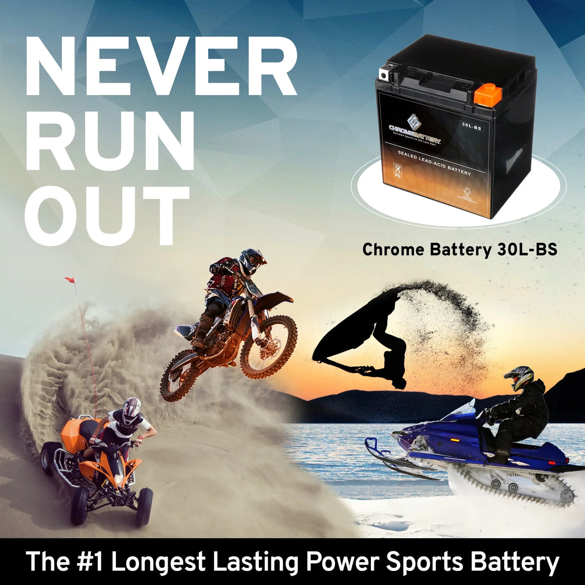 270 Battery for (30L–BS 1500 12 Volt,30 Battery Brp (sea–doo) CCA) Rxp Chrome YTX30L–BS 2005 Ah,