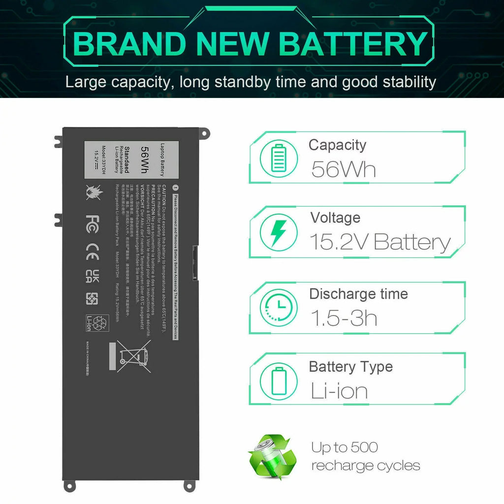56WH DELL 33YDH – 7773 7577 56WH FOR J9NH2 INSPIRON BATTERY 7778 LAPTOP - Special Edition