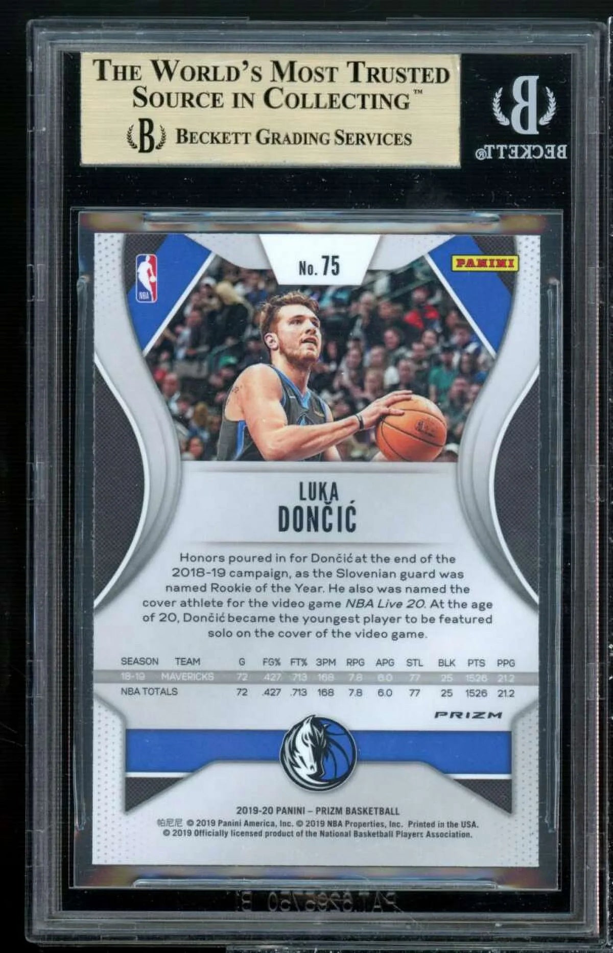 2019–20 9.5 Green (9 Luka Prizms Prizm Panini Card Doncic #75 9.5 BGS 9.5) 9.5 - Special Edition