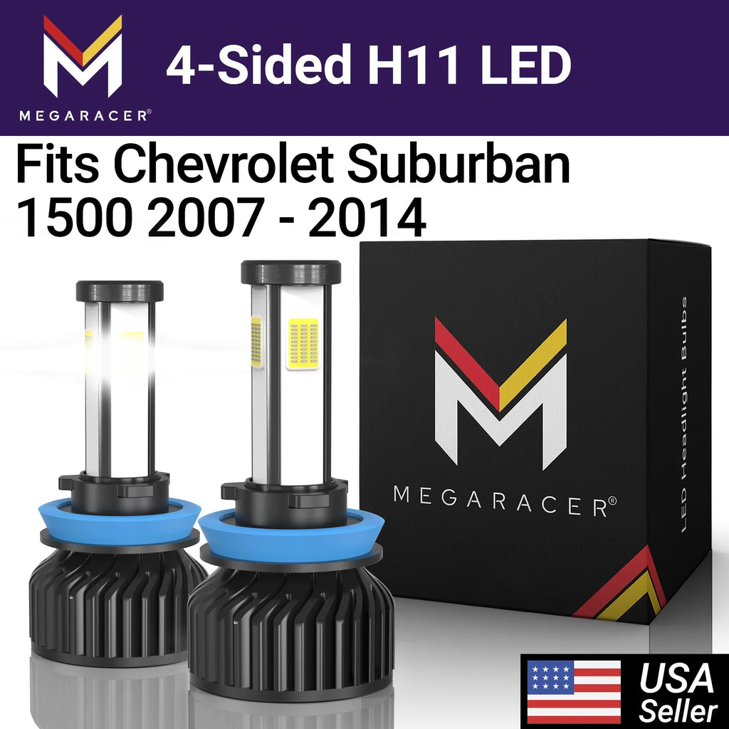 1500 2010 Chevy Low 07 2014 2011 H11 2012 4 Chevrolet Beam 2013 H9 12V 1500 2009 LED 2007 60W Racer Sided White – Headlights 14 Replacement Suburban Chevy Diamond H8 Mega Chevrolet 2008 6000K Suburban
