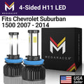 1500 2010 Chevy Low 07 2014 2011 H11 2012 4 Chevrolet Beam 2013 H9 12V 1500 2009 LED 2007 60W Racer Sided White – Headlights 14 Replacement Suburban Chevy Diamond H8 Mega Chevrolet 2008 6000K Suburban