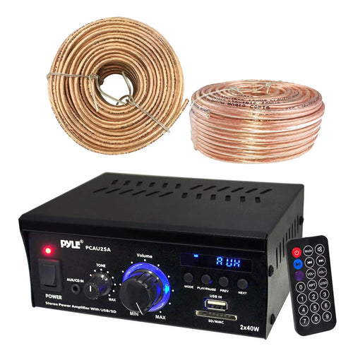 & Release Speaker Feet LED AWG Gauge – with USB/SD CD 18 Enrock Audio New Display, Receiver 100 Readers Cable Amplifier Wire Inputs Pyle PCAU25A AUX - Special Edition