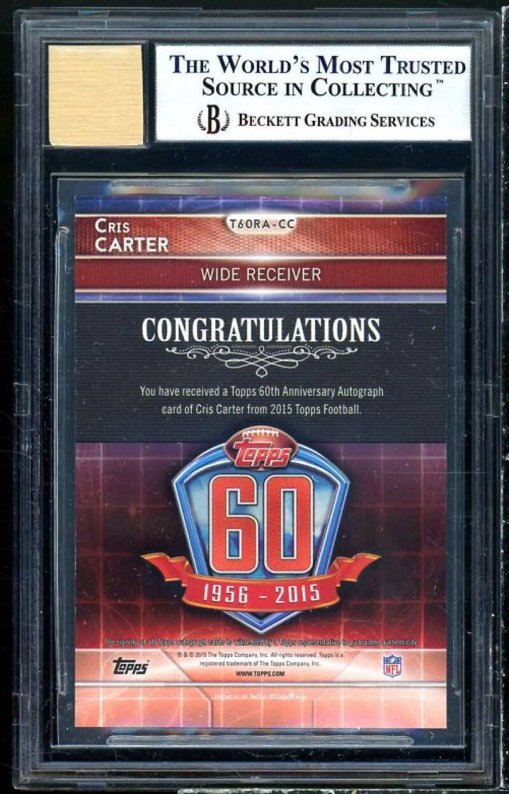 #160RACC Carter Anniversary Rookie Reprint Autographs Topps Cris 2015 BGS 8.5 - Special Edition