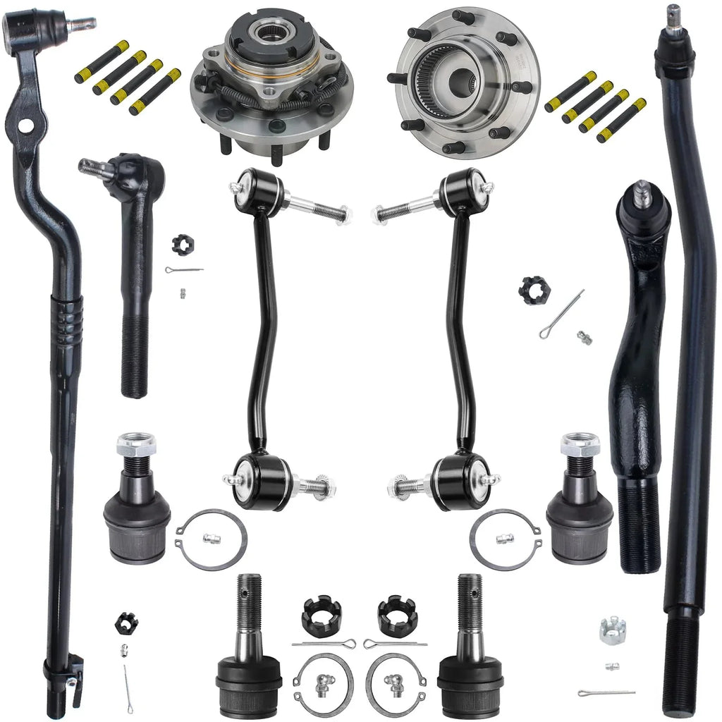 00–04 Detroit Axle F–350 Bars Kit Suspension 2002 Front Joints Replacement 2001 Ball Duty, Rods F–250 4 2 Super Tie Hubs Wheel 4 4WD 2004 Bearing Ford for 2 – 2003 12pc Sway 2000