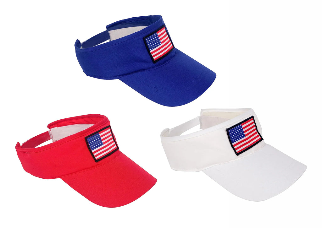 24 Hats Flag Patriotic New Visor Sun Bulk American Pack – of Release