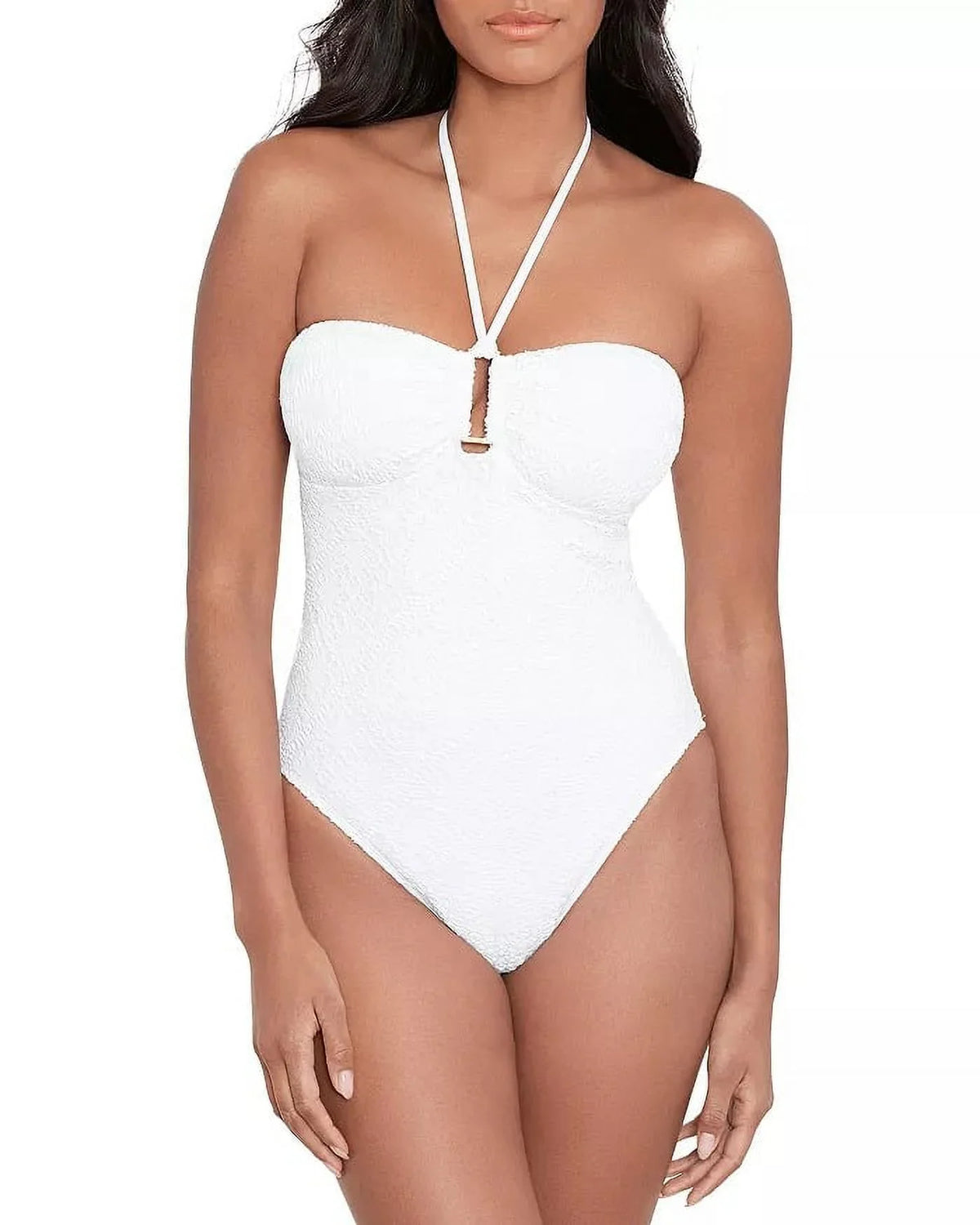 4 – One–Piece Ring Lauren New White Release Size Ralph Women's Crochet Bandeau LAUREN
